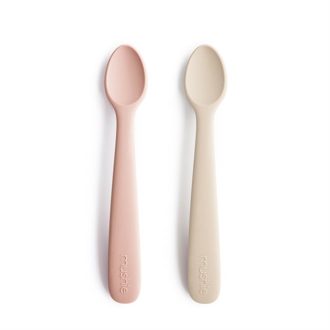 Mushie Silicone Feeding Spoons 2-Pack - Blush/Shifting Sand