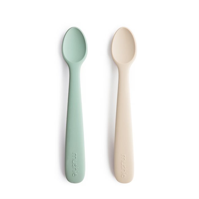 Mushie Silicone Feeding Spoons 2-Pack - Cambridge Blue/Shifting Sand