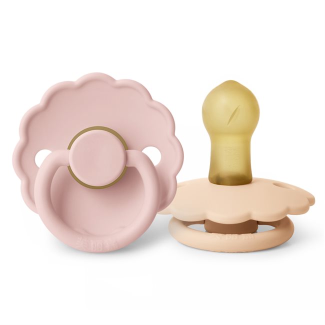 芙丽嘉 Fulijia Daisy - Round Latex 2-pack Pacifiers - Baby Pink/Pink Cream  size 1