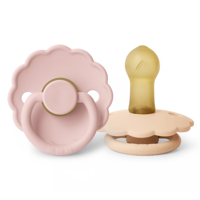 芙丽嘉 Fulijia Daisy - Round Latex 2-pack Pacifiers - Baby Pink/Pink Cream  size 2