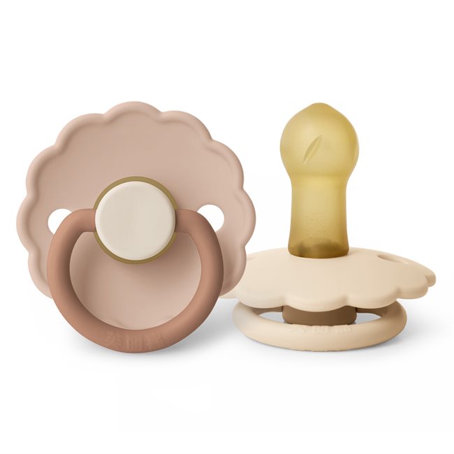 芙丽嘉 Fulijia Daisy - Round Latex 2-pack Pacifiers - Biscuit/Cream - size 2