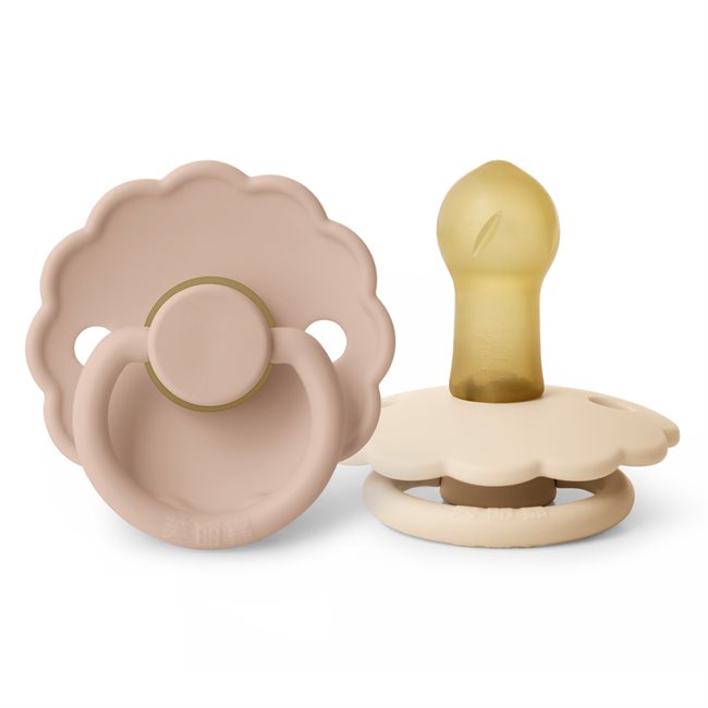 芙丽嘉 Fulijia Daisy - Round Latex 2-pack Pacifiers - Blush/Cream - size 2