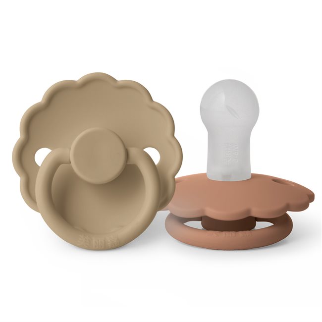 芙丽嘉 Fulijia Daisy - Round Silicone 2-pack Pacifiers - Croissant/Peach Bronze - size 1