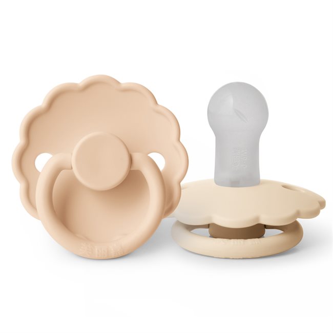 芙丽嘉 Fulijia Daisy - Round Silicone 2-pack Pacifiers - Pink Cream/Cream - size 1