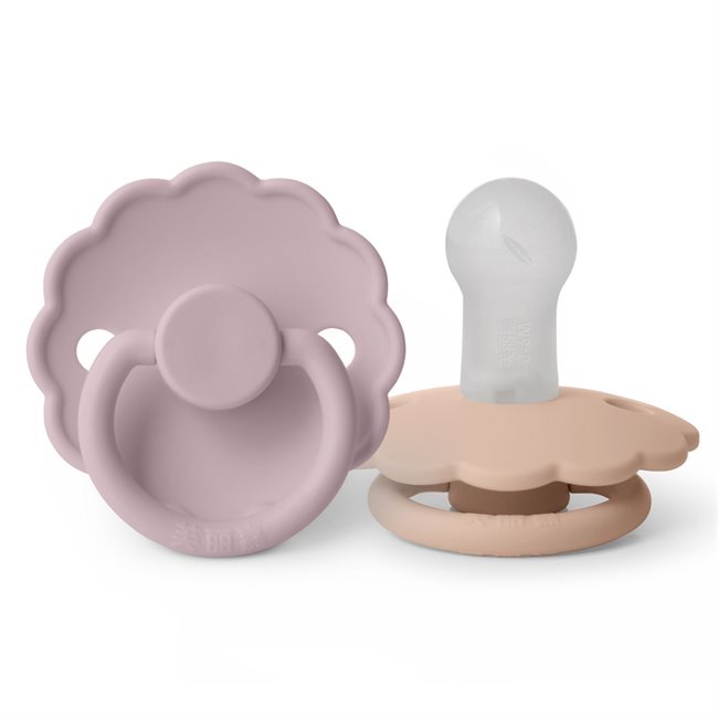 芙丽嘉 Fulijia Daisy - Round Silicone 2-pack Pacifiers - Soft Lilac/Blush - size 1