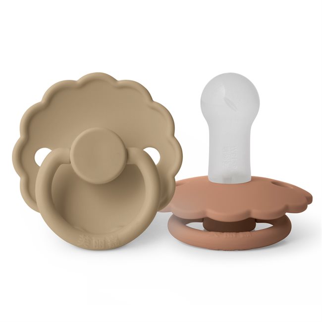 芙丽嘉 Fulijia Daisy - Round Silicone 2-pack Pacifiers - Croissant/Peach Bronze - size 2