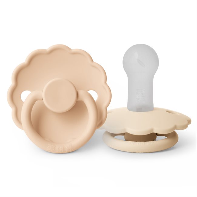 芙丽嘉 Fulijia Daisy - Round Silicone 2-pack Pacifiers - Pink Cream/Cream - size 2