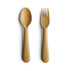 Mushie Fork & Spoon - Mustard