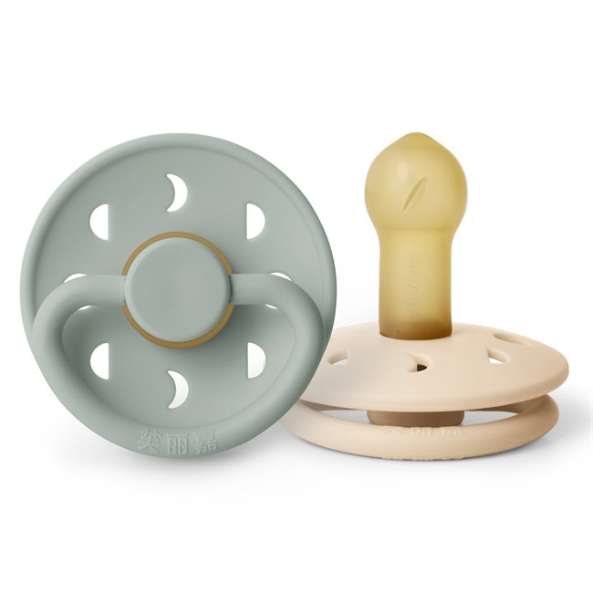 芙丽嘉 Fulijia Moon Phase - Round Latex 2-Pack Pacifiers - Cream/Sage  size 2