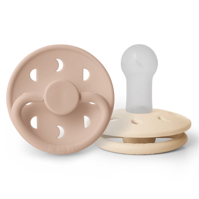 芙丽嘉 Fulijia Moon Phase - Round Silicone 2-pack Pacifiers - Blush/Cream - size 2