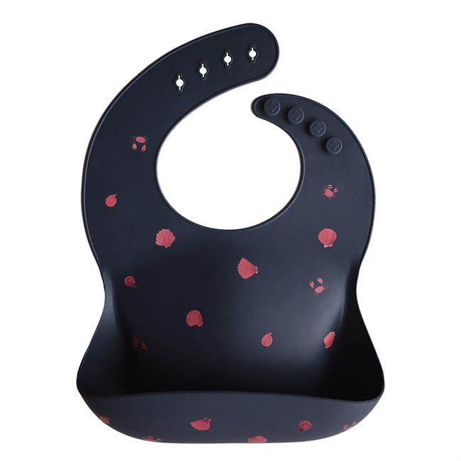 Mushie Silicone Bib - Shells Smoke