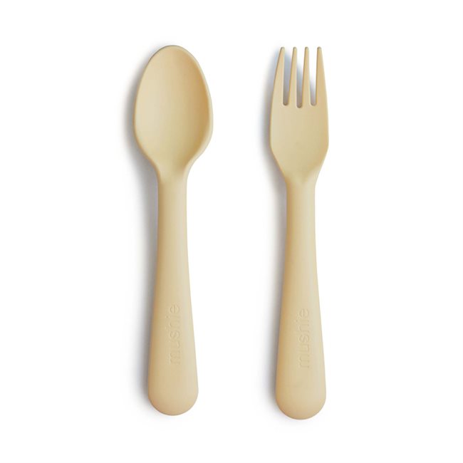 Mushie Fork & Spoon - Pale Daffodil