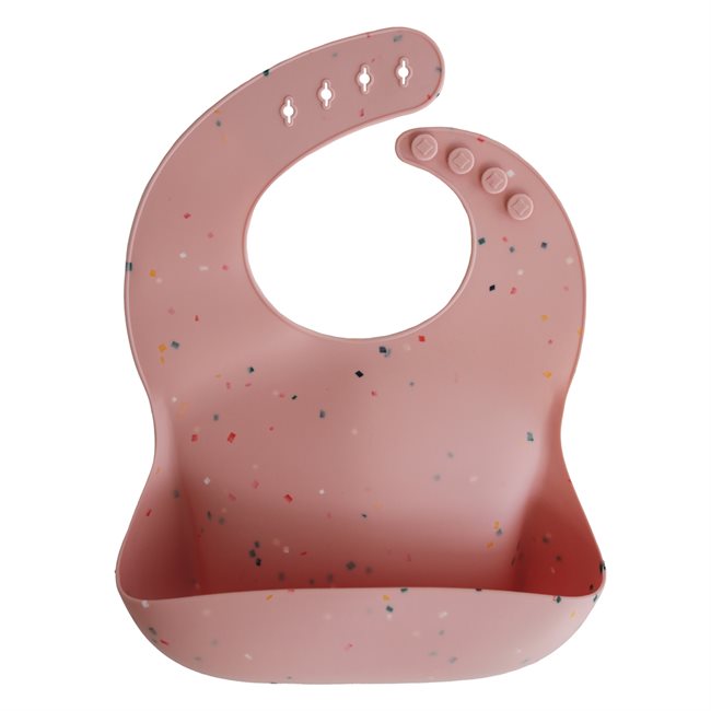 Mushie Silicone Bib - Powder Pink Confetti