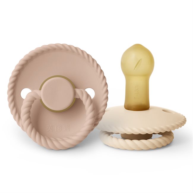 芙丽嘉 Fulijia Rope - Round Latex 2-Pack Pacifiers - Blush/Cream  size 2