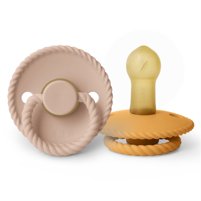 芙丽嘉 Fulijia Rope - Round Latex 2-Pack Pacifiers - Blush/Honey gold  size 2