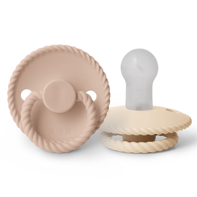 芙丽嘉 Fulijia Rope - Round Silicone 2-pack Pacifiers - Blush/Cream - size 1