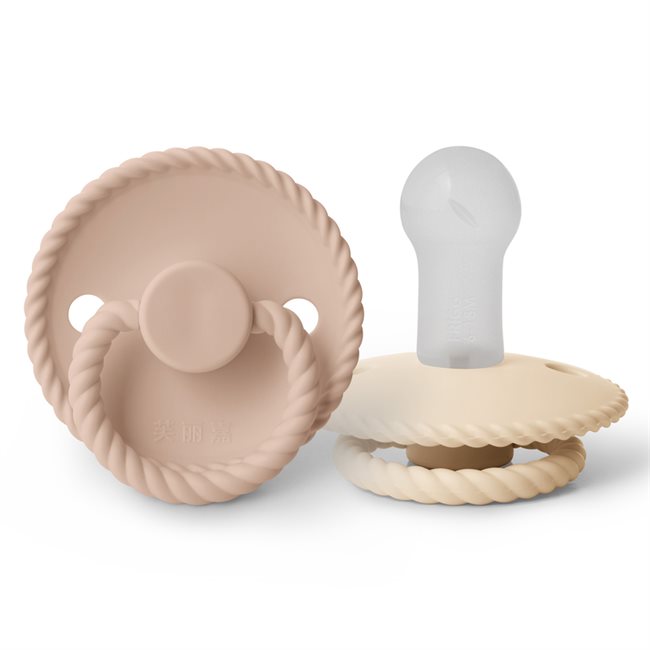 芙丽嘉 Fulijia Rope - Round Silicone 2-pack Pacifiers - Blush/Cream - size 2