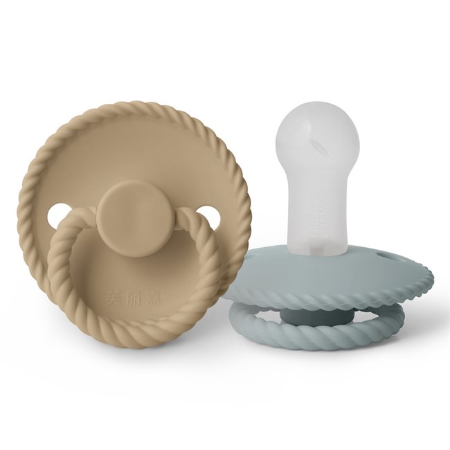 芙丽嘉 Fulijia Rope - Round Silicone 2-pack Pacifiers - Croissant/French Gray - size 2