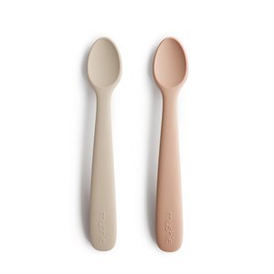 Mushie Silicone Feeding Spoons 2-Pack - Blush/Shifting Sand