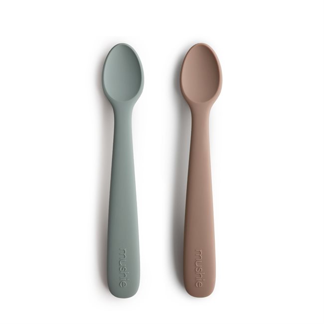 Mushie Silicone Feeding Spoons 2-Pack - Stone/Cloudy Mauve