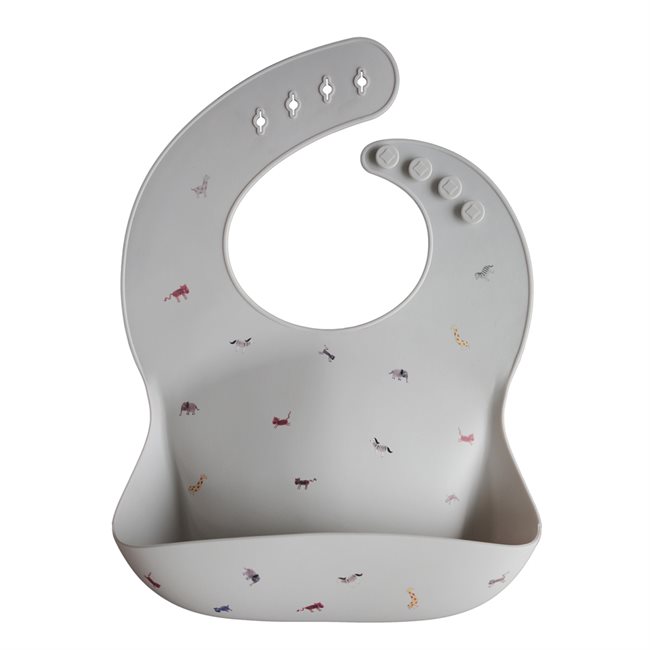 Mushie Silicone Bib - Grey Safari