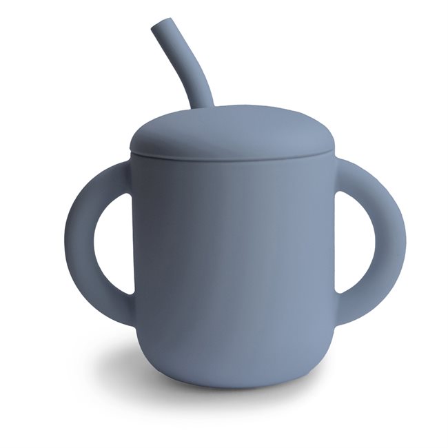 Mushie Silicone Training Cup + Straw - Tradewinds