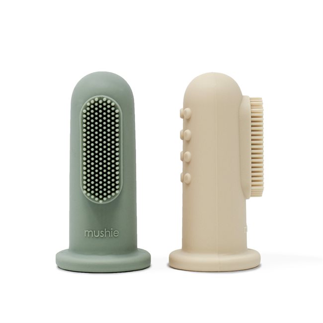 Mushie Finger Toothbrush - Cambridge Blue/Shifting Sand